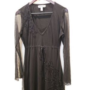 Gemini& Libra Black Appliqué Dress Sz M